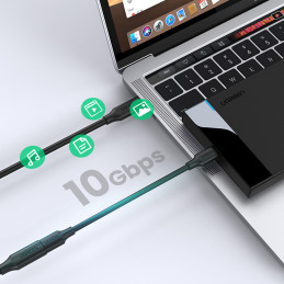 Ugreen 10387 USB-C – USB-C PD QC kabelis 4K 60Hz 100W 5A 10Gb/ s 1m – juodas
