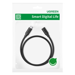 Ugreen 10387 USB-C – USB-C PD QC kabelis 4K 60Hz 100W 5A 10Gb/ s 1m – juodas