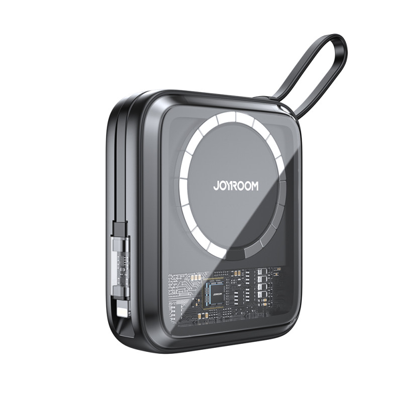 Joyroom Icy Series JR-L007 10000 mAh indukcinis maitinimo blokas su MagSafe 22,5 W su žaibo kabeliu – juodas