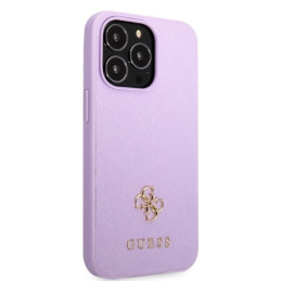 Guess Saffiano 4G Small Metal Logo dėklas, skirtas iPhone 13 Pro Max - violetinė
