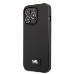 Karl Lagerfeld Saffiano Plaque dėklas iPhone 13 Pro / iPhone 13 - juodas