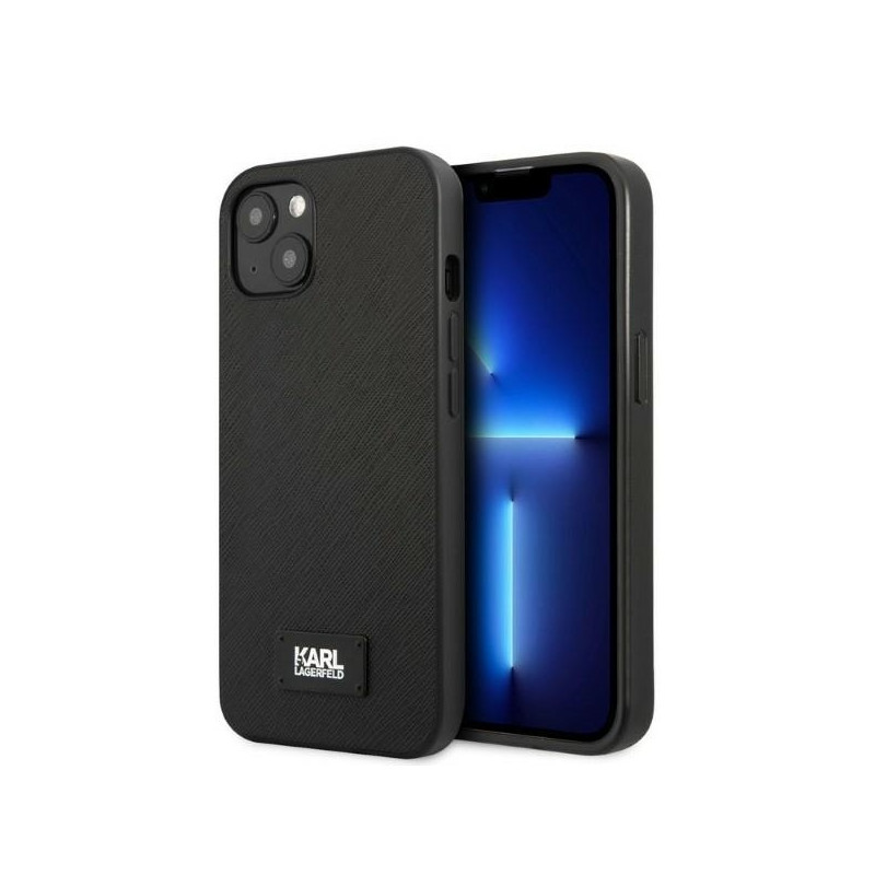 Karl Lagerfeld Saffiano Plaque dėklas iPhone 13 - juodas