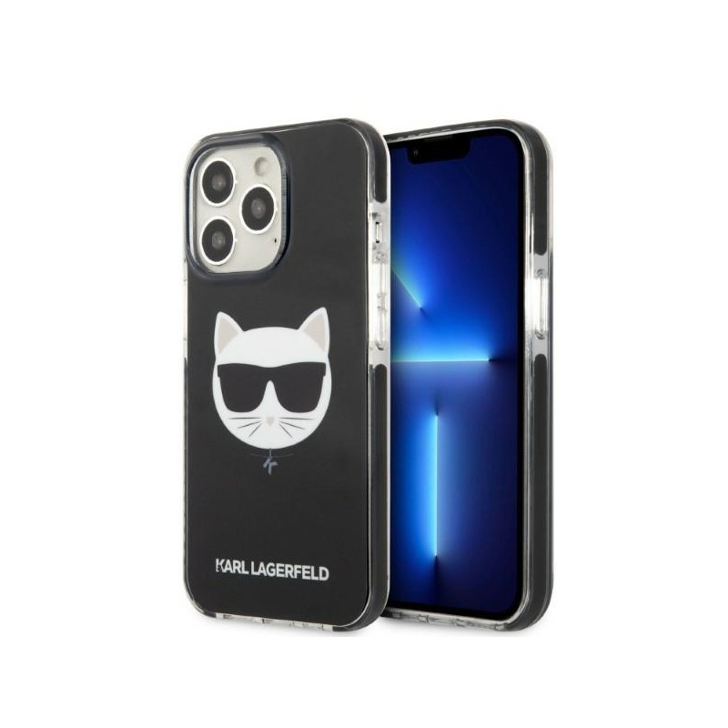 Karl Lagerfeld Choupette Head dėklas iPhone 13 Pro Max - juodas