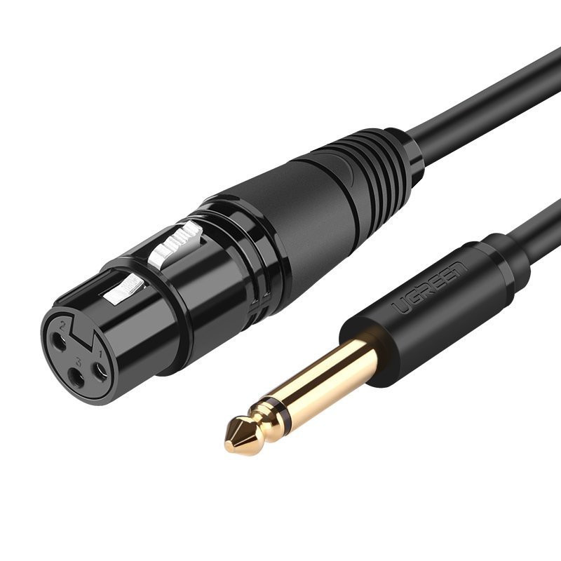 Ugreen garso kabelio mikrofono laidas XLR mikrofonui (moteris) - 6,35 mm lizdas (vyriškas) 3 m (AV131)