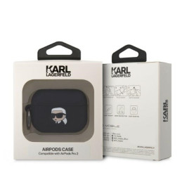 Karl Lagerfeld Silicone Karl Head 3D dėklas, skirtas AirPods Pro 2 - juodas