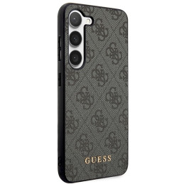 Guess 4G Metal Gold Logo dėklas, skirtas Samsung Galaxy S23+ - pilkas