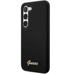 Guess Silicone Vintage Gold Logo dėklas, skirtas Samsung Galaxy S23+ - juodas