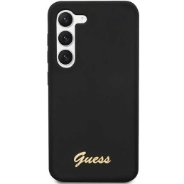 Guess Silicone Vintage Gold Logo dėklas, skirtas Samsung Galaxy S23+ - juodas