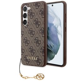 Guess 4G Charms Collection dėklas, skirtas Samsung Galaxy S23 - rudas