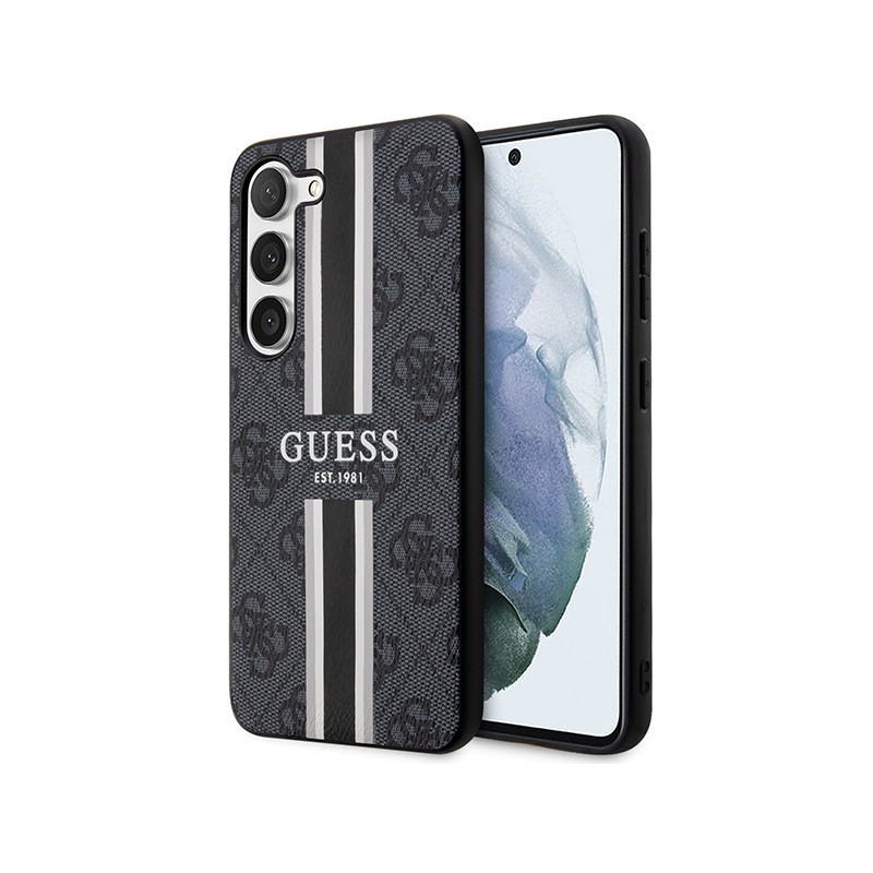 Guess 4G Printed Stripes dėklas Samsung Galaxy S23 - juodas