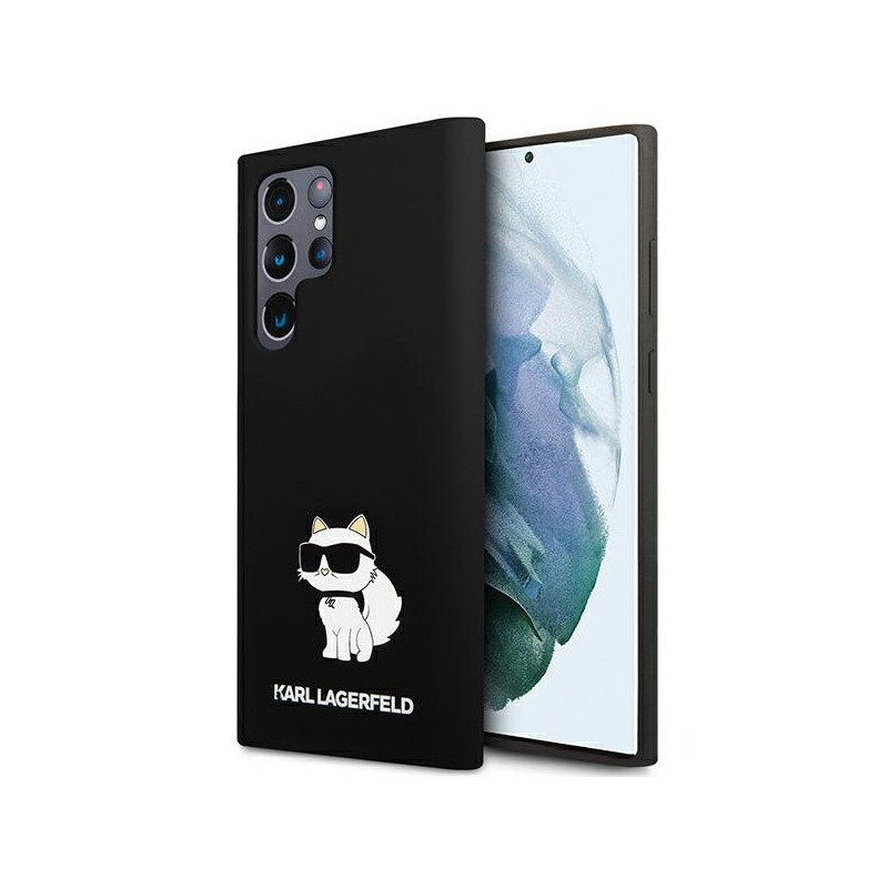 Karl Lagerfeld Silicone Choupette dėklas, skirtas Samsung Galaxy S23 Ultra - juodas