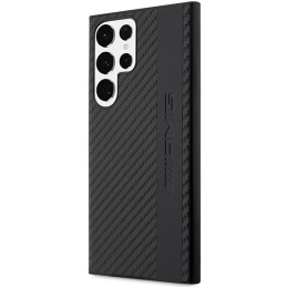 AMG Carbon Stripe&Embossed dėklas, skirtas Samsung Galaxy S23 Ultra - juodas