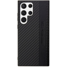 AMG Carbon Stripe&Embossed dėklas, skirtas Samsung Galaxy S23 Ultra - juodas