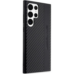 AMG Carbon Stripe&Embossed dėklas, skirtas Samsung Galaxy S23 Ultra - juodas