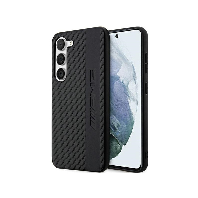 AMG Carbon Stripe&Embossed dėklas, skirtas Samsung Galaxy S23+ - juodas