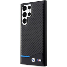 BMW Leather Carbon dėklas Samsung Galaxy S23 Ultra - juodas