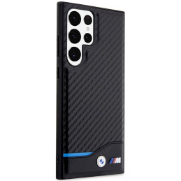 BMW Leather Carbon dėklas Samsung Galaxy S23 Ultra - juodas