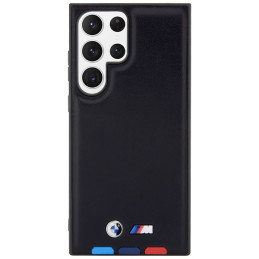 BMW Leather Stamp Tricolor dėklas Samsung Galaxy S23 Ultra - juodas