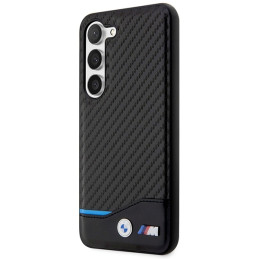 BMW Leather Carbon dėklas Samsung Galaxy S23+ - juodas