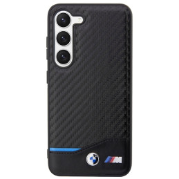 BMW Leather Carbon dėklas Samsung Galaxy S23+ - juodas