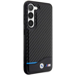 BMW Leather Carbon dėklas Samsung Galaxy S23+ - juodas