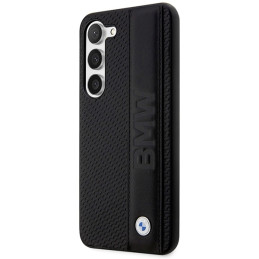 BMW Leather Textured & Stripe dėklas, skirtas Samsung Galaxy S23 - juodas