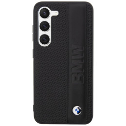 BMW Leather Textured & Stripe dėklas, skirtas Samsung Galaxy S23 - juodas