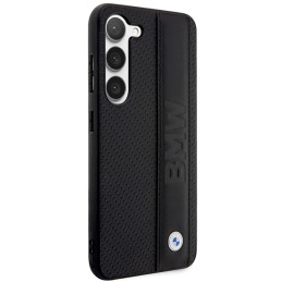 BMW Leather Textured & Stripe dėklas, skirtas Samsung Galaxy S23 - juodas