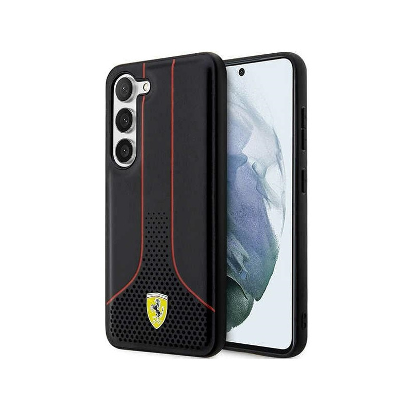 Ferrari Perforated 296 P dėklas, skirtas Samsung Galaxy S23 - juodas