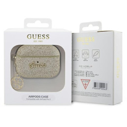 Guess Glitter Flake 4G Charm dėklas, skirtas AirPods Pro 2 – auksinis