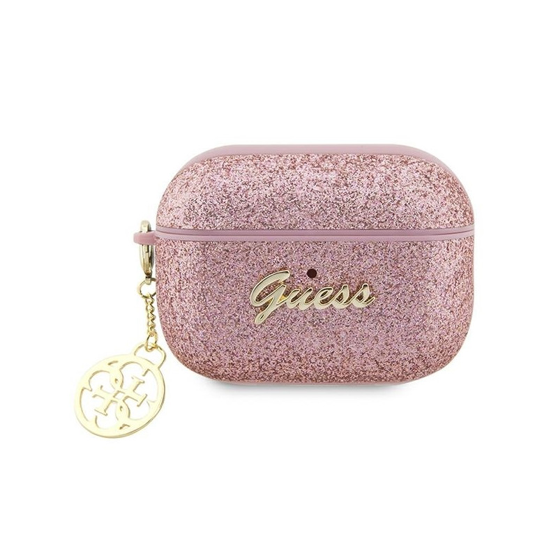 Guess Glitter Flake 4G Charm dėklas, skirtas AirPods Pro 2 – rožinis