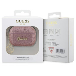 Guess Glitter Flake 4G Charm dėklas, skirtas AirPods Pro 2 – rožinis