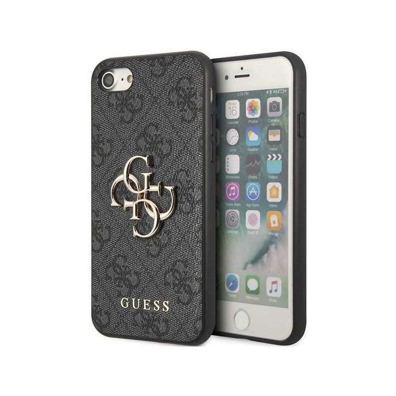 Guess 4G didelis metalinis logotipo dėklas, skirtas iPhone 7 / 8 / SE 2020 / SE 2022 – pilka