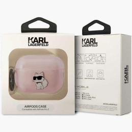 Karl Lagerfeld Ikonik Choupette dėklas, skirtas AirPods Pro 2 – rožinis