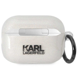 Karl Lagerfeld Glitter Karl&Choupette dėklas, skirtas AirPods Pro 2 - skaidrus