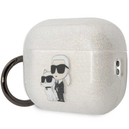 Karl Lagerfeld Glitter Karl&Choupette dėklas, skirtas AirPods Pro 2 - skaidrus