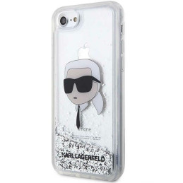 Karl Lagerfeld Glitter Karl& 39 s Head dėklas, skirtas iPhone 7 / 8 / SE 2020 / SE 2022 - sidabras
