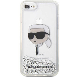 Karl Lagerfeld Glitter Karl& 39 s Head dėklas, skirtas iPhone 7 / 8 / SE 2020 / SE 2022 - sidabras