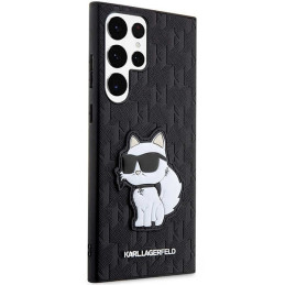 Karl Lagerfeld Saffiano Monogram Choupette dėklas, skirtas Samsung Galaxy S23 Ultra - juodas