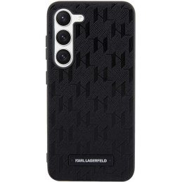 Karl Lagerfeld Saffiano Mono Metal Logo dėklas, skirtas Samsung Galaxy S23+ - juodas
