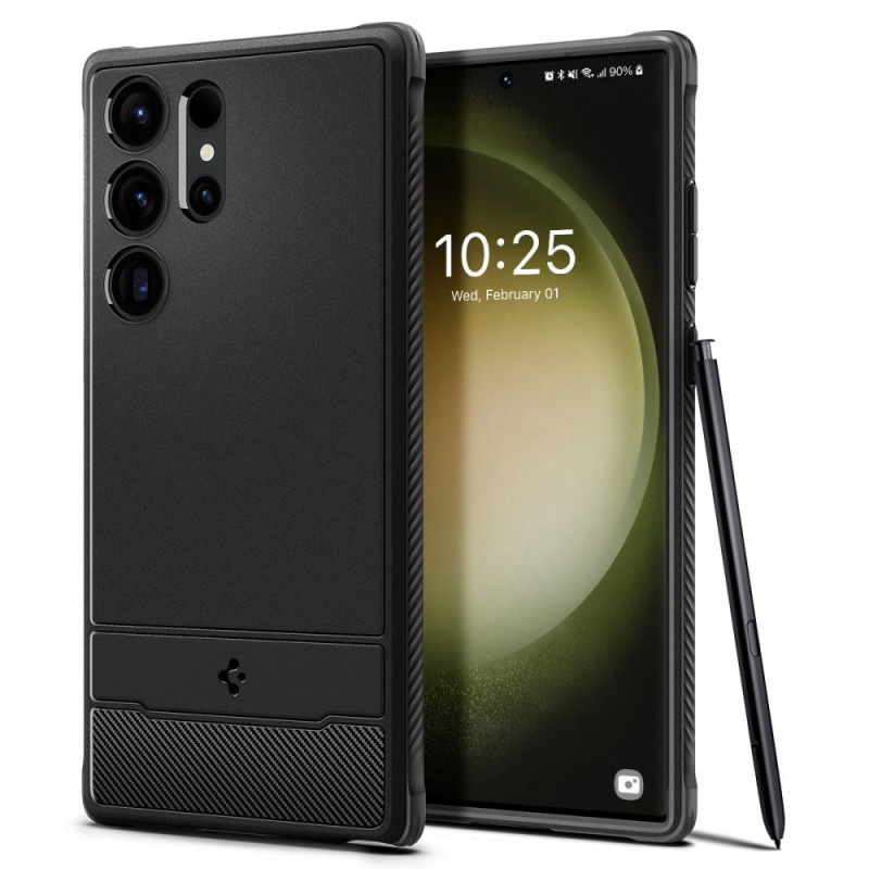 Spigen Rugged Armor dėklas, skirtas Samsung Galaxy S23 Ultra - matinė juoda