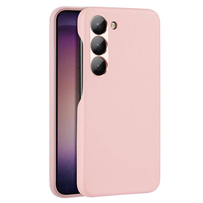 Dux Ducis Grit dėklas Samsung Galaxy S23+, elegantiškas dangtelis iš dirbtinės odos, rožinis