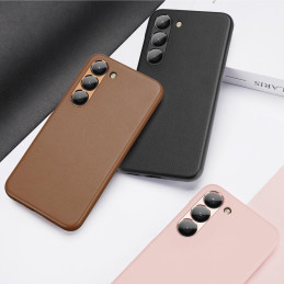 Dux Ducis Grit dėklas Samsung Galaxy S23+, elegantiškas dangtelis iš dirbtinės odos, rožinis