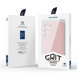 Dux Ducis Grit dėklas Samsung Galaxy S23+, elegantiškas dangtelis iš dirbtinės odos, rožinis
