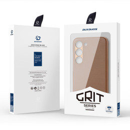 Dux Ducis Grit dėklas Samsung Galaxy S23+, elegantiškas dangtelis iš rudos dirbtinės odos