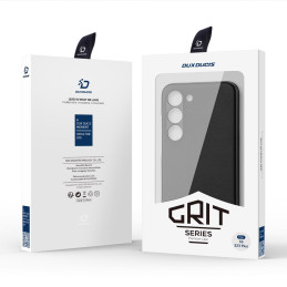 Dux Ducis Grit dėklas Samsung Galaxy S23+, elegantiškas dangtelis iš dirbtinės odos, juodas