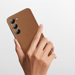 Dux Ducis Grit dėklas Samsung Galaxy S23, elegantiškas dangtelis iš rudos dirbtinės odos