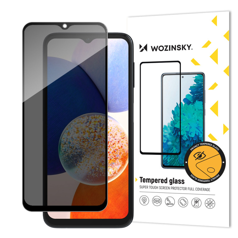 Wozinsky Privacy Glass grūdintas stiklas Samsung Galaxy A14 5G / Galaxy A14 su Anti Spy filtru privatizavimu
