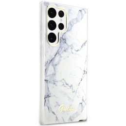 Guess Marble Collection dėklas, skirtas Samsung Galaxy S23 Ultra - baltas
