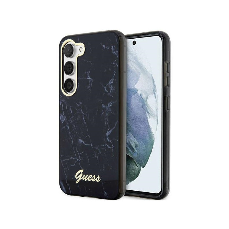 Guess Marble Collection dėklas, skirtas Samsung Galaxy S23+ - juodas